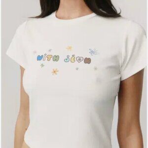 With Jean Floral Graphic Crop Top Size Small VGUC